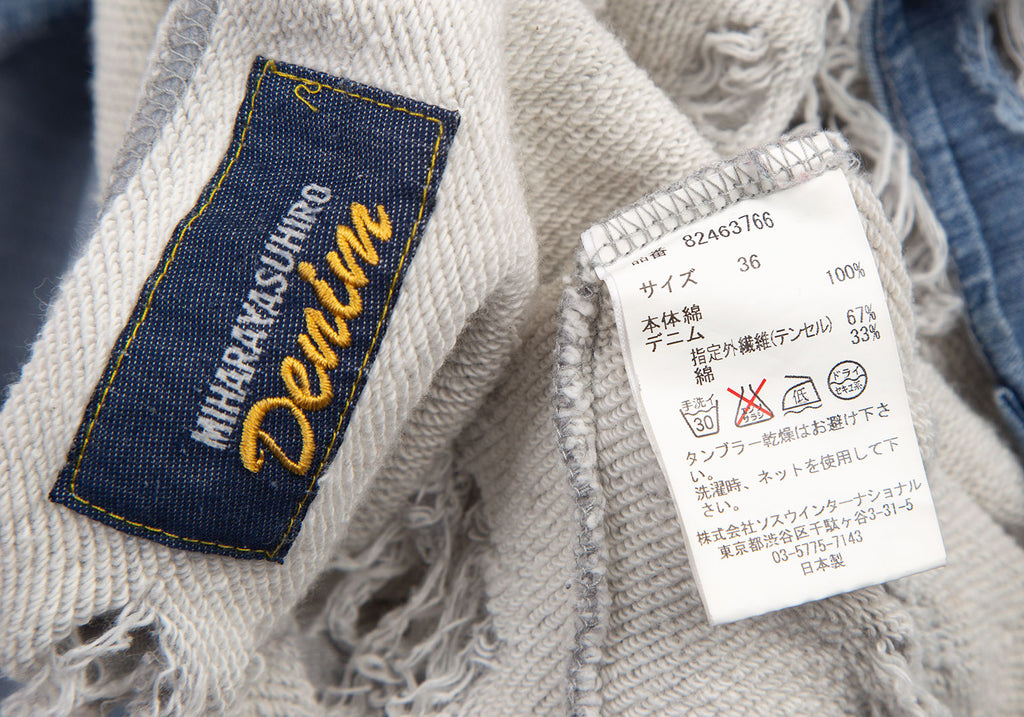 MIHARA YASUHIRO Japan.Denim Hem Grey Layered Distressed/Destroy Sweat Shirt
