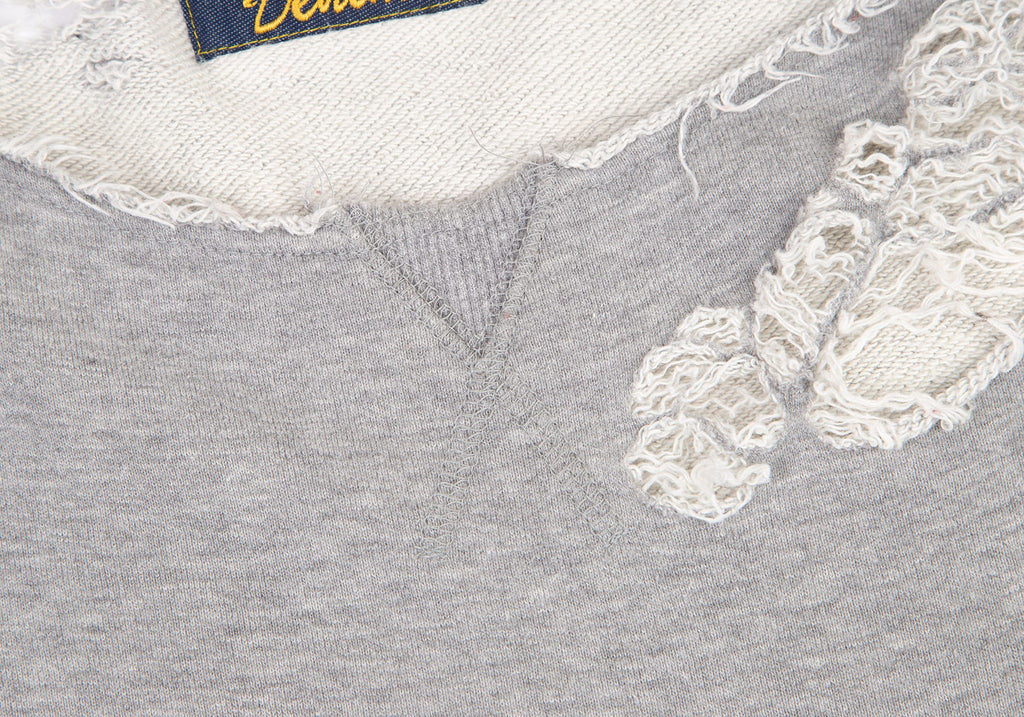 MIHARA YASUHIRO Japan.Denim Hem Grey Layered Distressed/Destroy Sweat Shirt