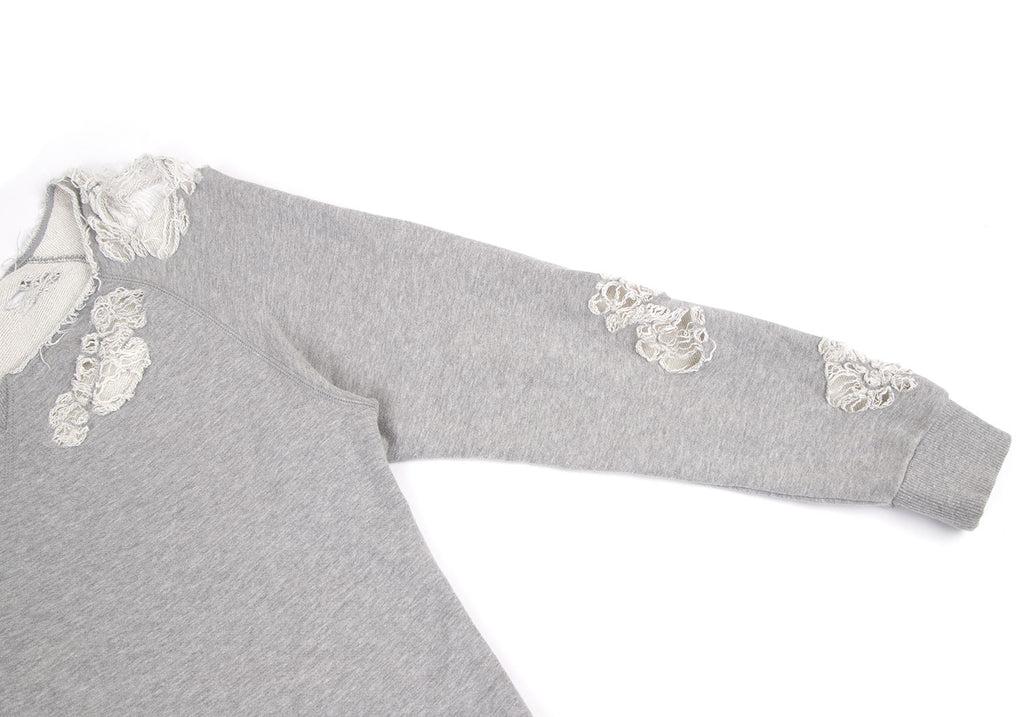 MIHARA YASUHIRO Japan.Denim Hem Grey Layered Distressed/Destroy Sweat Shirt
