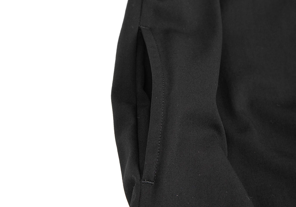 LIMI feu JAPAN. Black Slit Neck Wool Gabardine Dress