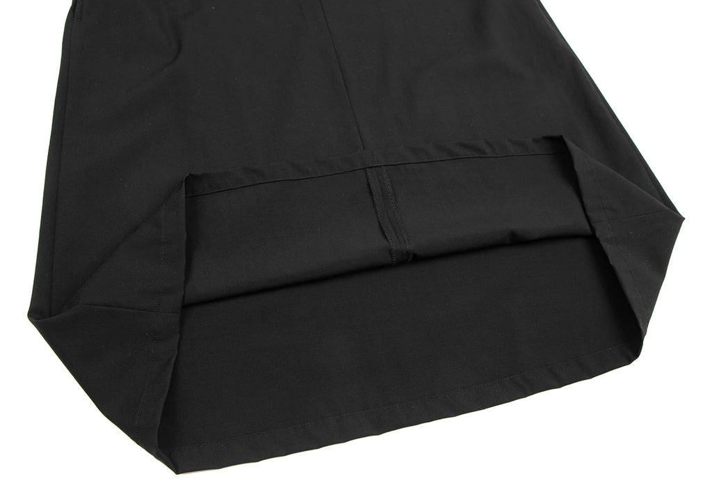 LIMI feu JAPAN. Black Slit Neck Wool Gabardine Dress