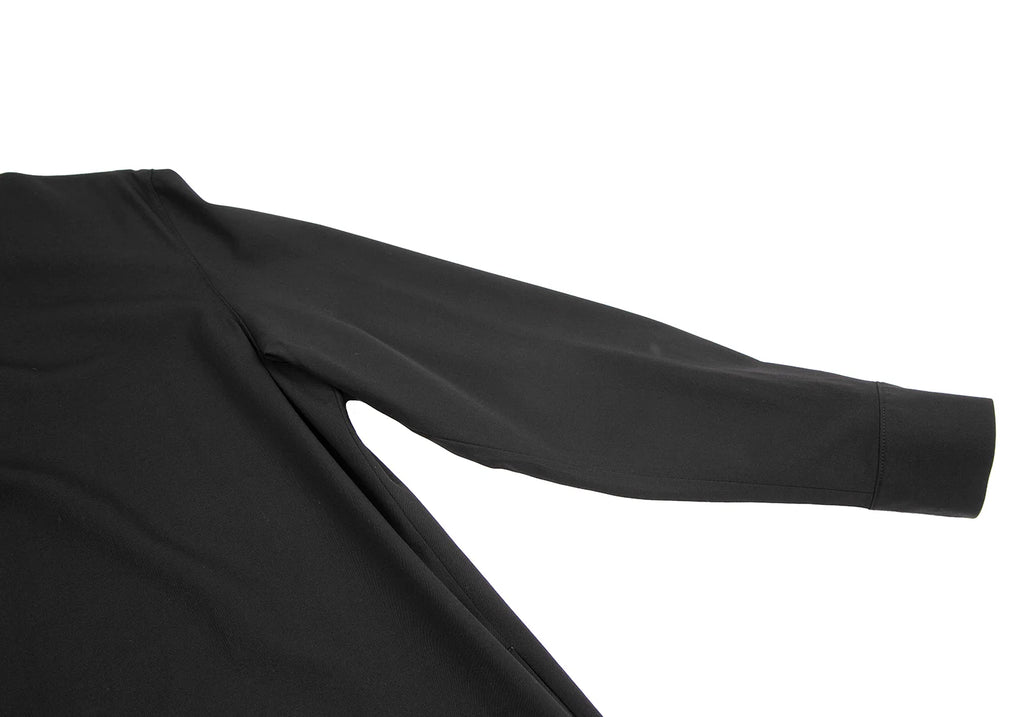 LIMI feu JAPAN. Black Slit Neck Wool Gabardine Dress