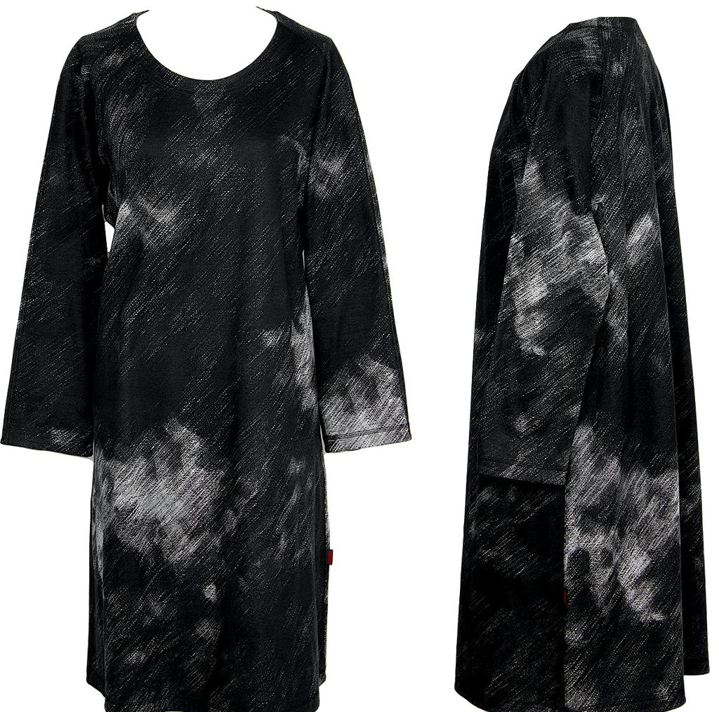 Issey Miyake Japan "HaaT" Black Faded Cotton/Rayon Printed Dress