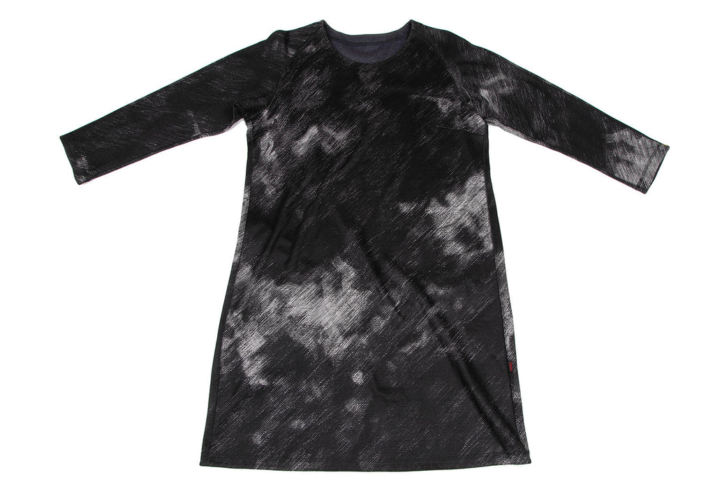 Issey Miyake Japan "HaaT" Black Faded Cotton/Rayon Printed Dress