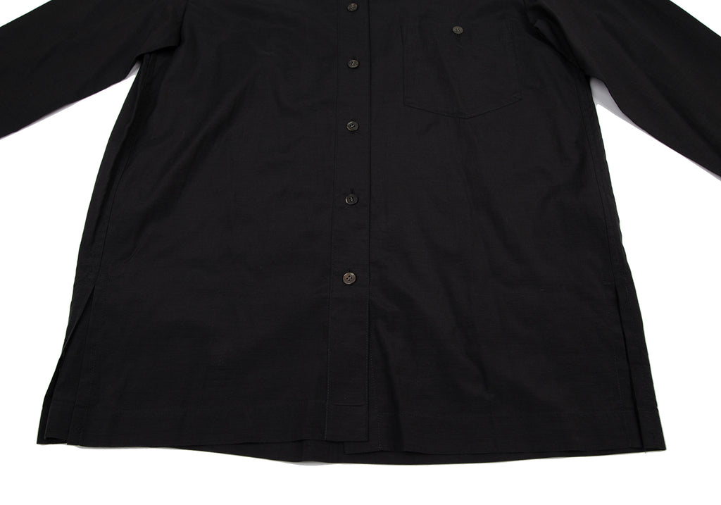 ISSEY MIYAKE JAPAN. Black Cupra Cotton Mao Collar Shirt