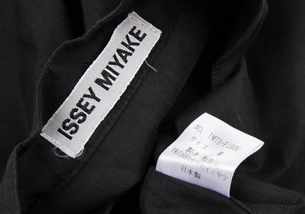 ISSEY MIYAKE JAPAN. Black Cupra Cotton Mao Collar Shirt
