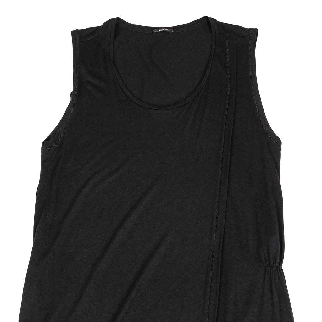 DENHA DENHAM Japan. Black Rayon Wrap Design Sleeveless Dress