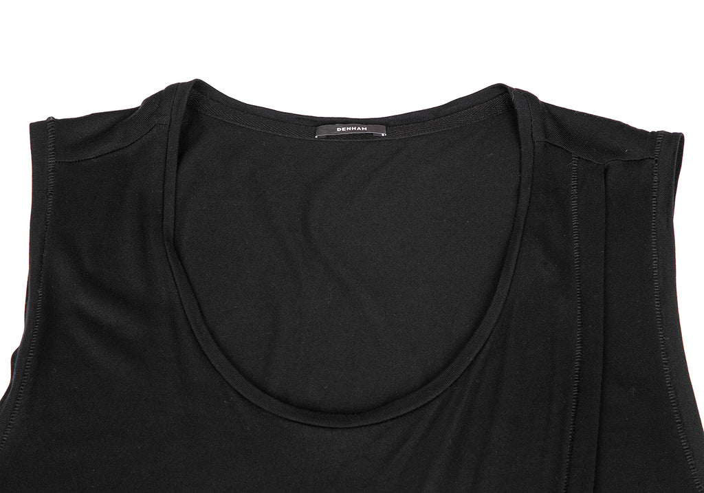 DENHA DENHAM Japan. Black Rayon Wrap Design Sleeveless Dress