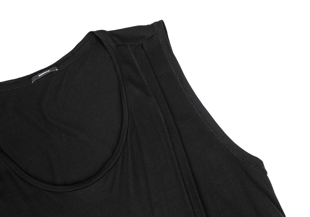 DENHA DENHAM Japan. Black Rayon Wrap Design Sleeveless Dress