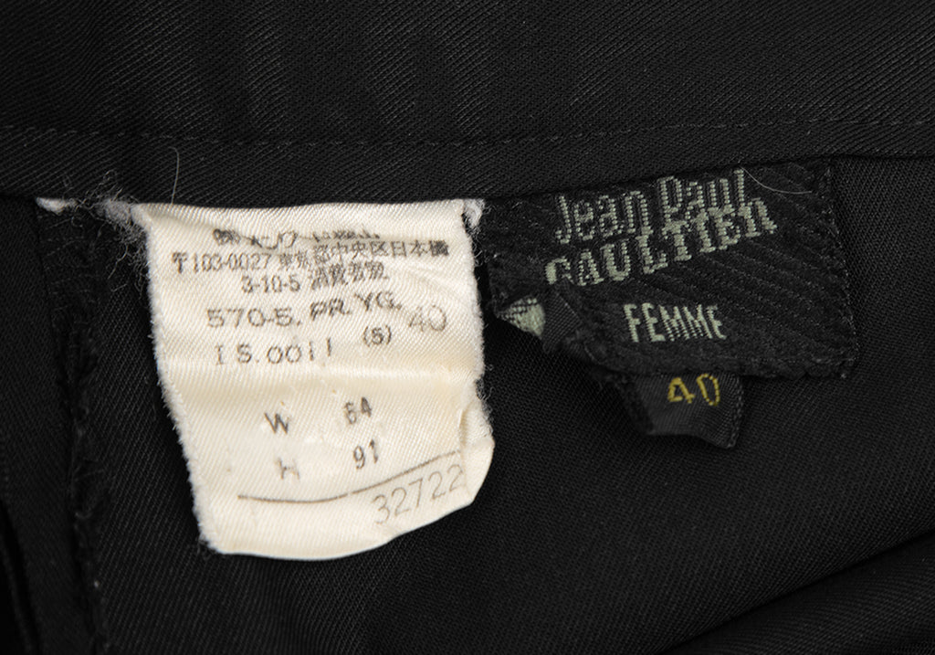 Jean-Paul GAULTIER Paris. FEMME. Black Wool Nylon Flared Pants