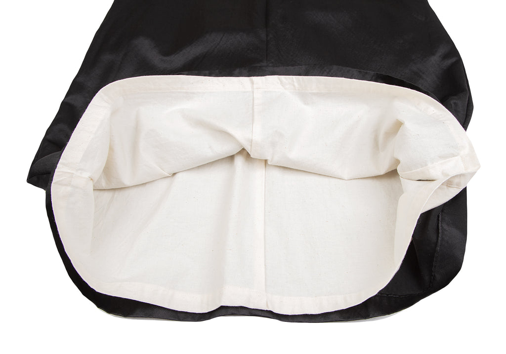 Comme des Garcons Japan. Black Peter Pan Collar Shiny Wool Silk Dress