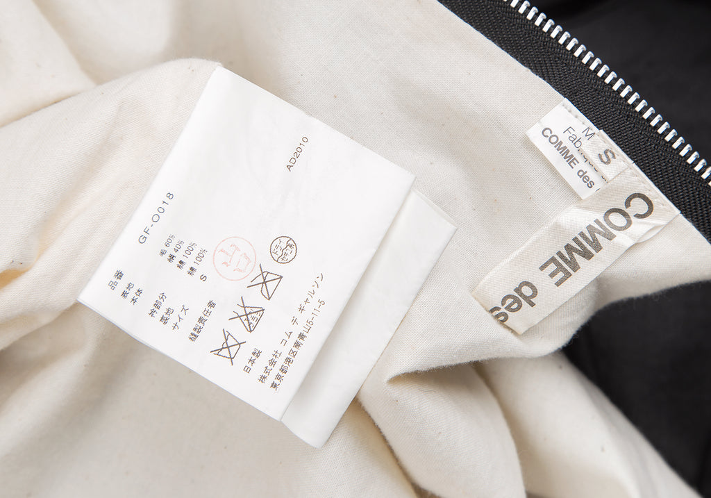 Comme des Garcons Japan. Black Peter Pan Collar Shiny Wool Silk Dress