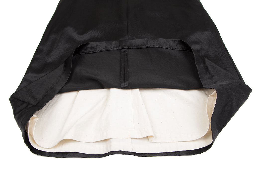 Comme des Garcons Japan. Black Peter Pan Collar Shiny Wool Silk Dress