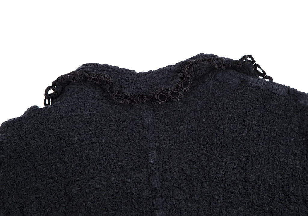 ISSEY MIYAKE JAPAN. "me" Piping Decoration Navy Cauliflower Jacket/Top