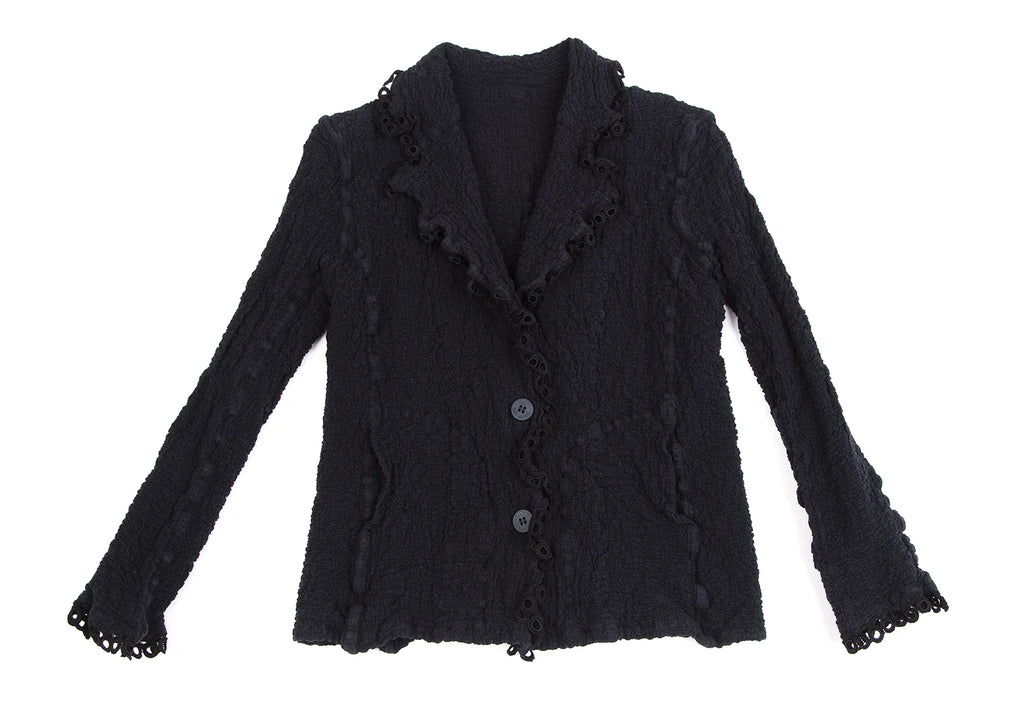 ISSEY MIYAKE JAPAN. "me" Piping Decoration Navy Cauliflower Jacket/Top