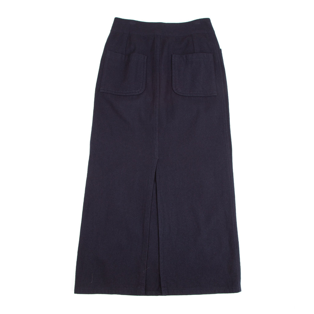 Yohji Yamamoto JAPAN. FEMME. Navy Dyed Melton Skirt