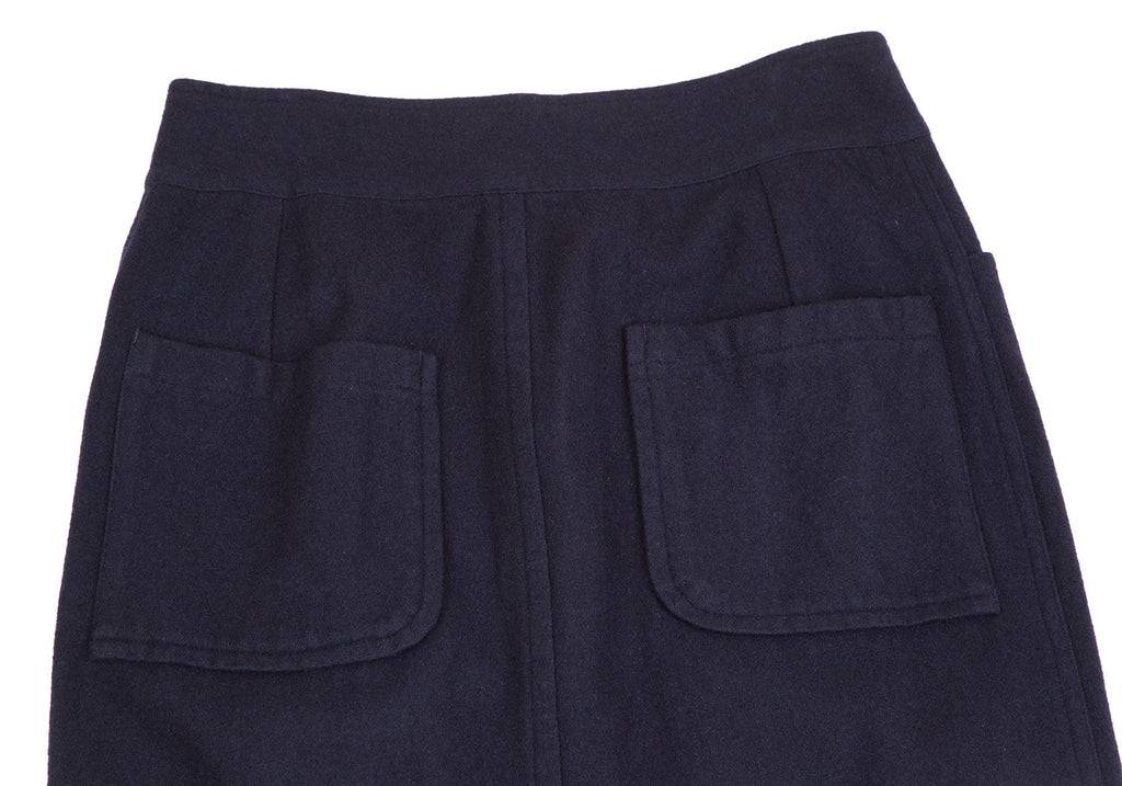 Yohji Yamamoto JAPAN. FEMME. Navy Dyed Melton Skirt