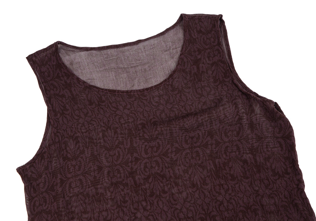 ISSEY MIYAKE PERMANENTE Japan. Brown Printed Stretch Mesh Tank Top Blouson