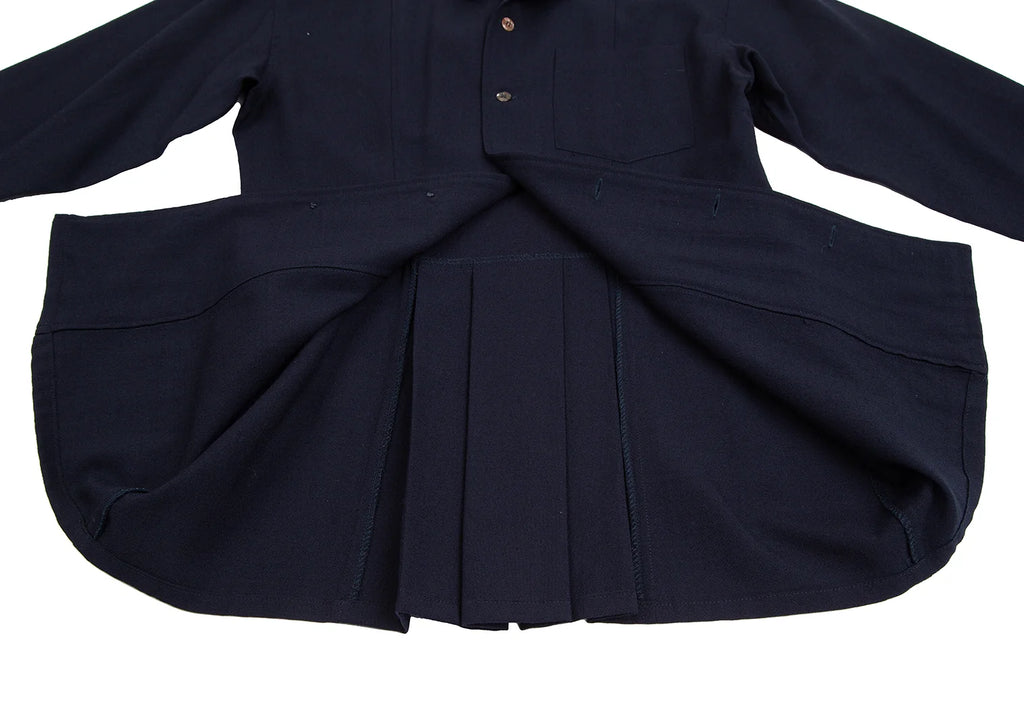 COMME des GARCONS JAPAN. TRICOT. Navy Wool Back Pleated Switching Shirt