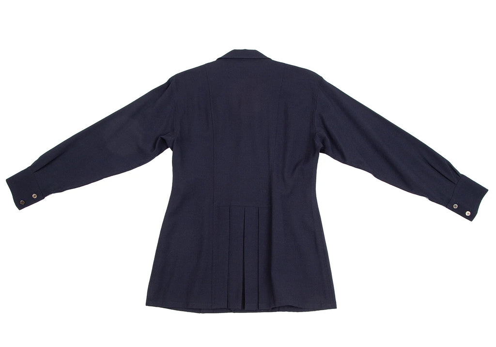COMME des GARCONS JAPAN. TRICOT. Navy Wool Back Pleated Switching Shirt