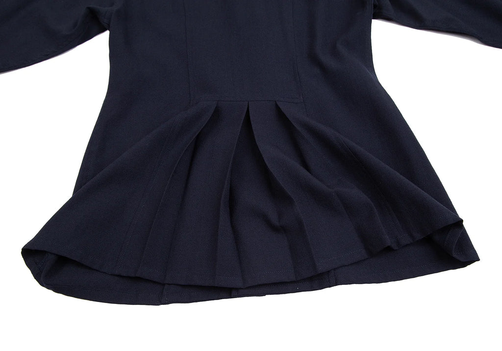 COMME des GARCONS JAPAN. TRICOT. Navy Wool Back Pleated Switching Shirt