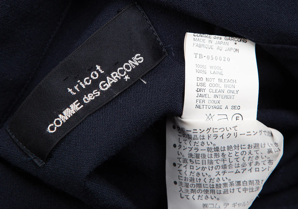 COMME des GARCONS JAPAN. TRICOT. Navy Wool Back Pleated Switching Shirt
