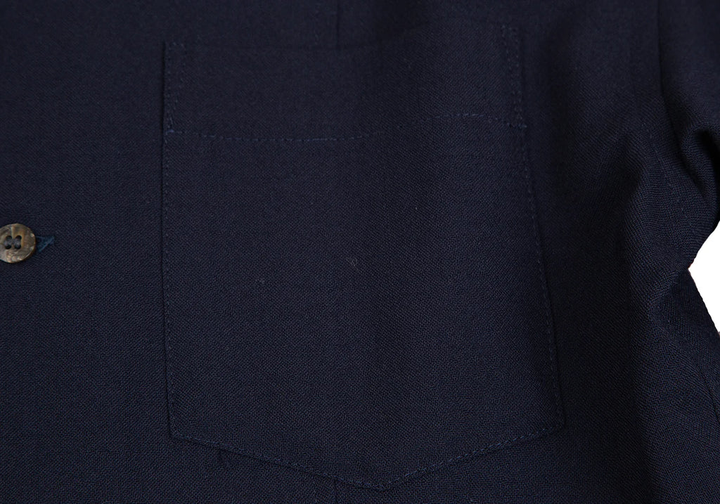 COMME des GARCONS JAPAN. TRICOT. Navy Wool Back Pleated Switching Shirt