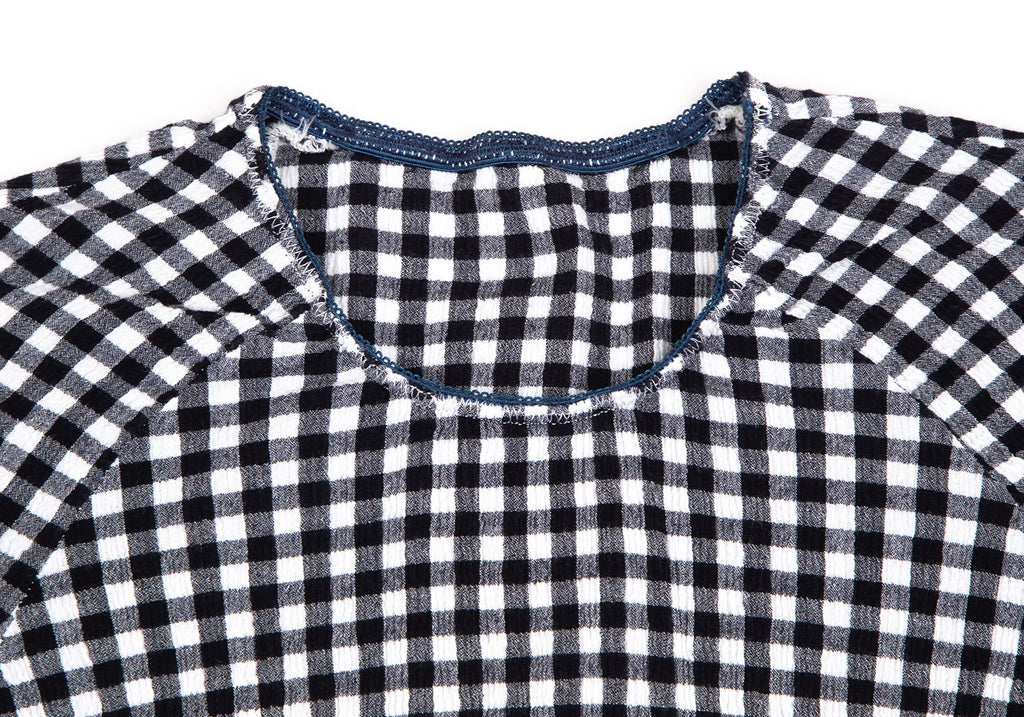 Creperie Japan. White/Black Gingham Check Top