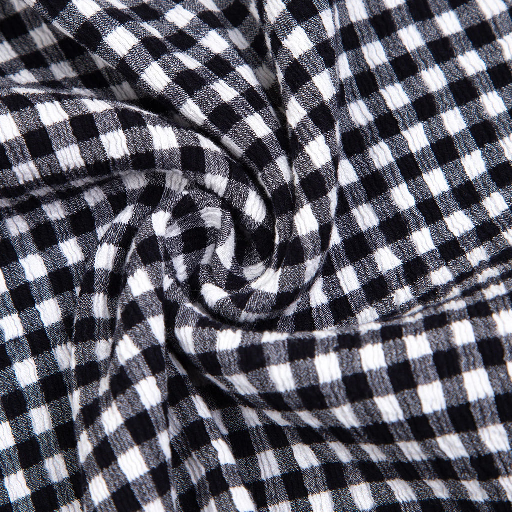 Creperie Japan. White/Black Gingham Check Top