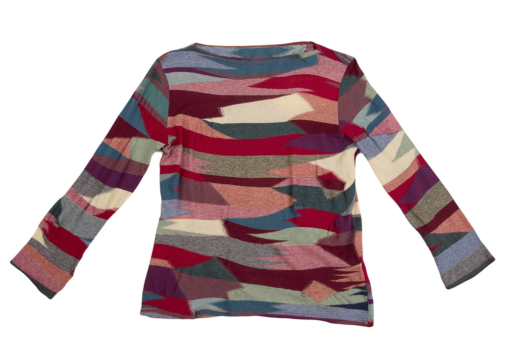 JURGEN LEHL Multi-Color Abstract Print Cotton Jacquard Shirt/Top