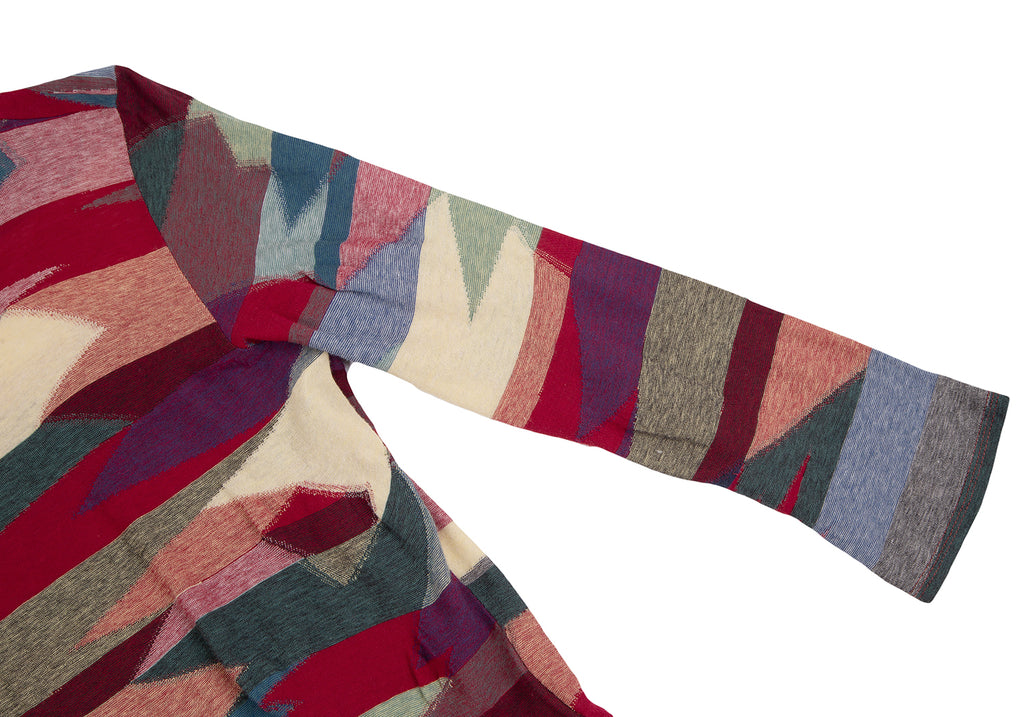 JURGEN LEHL Multi-Color Abstract Print Cotton Jacquard Shirt/Top