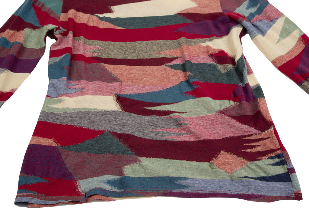 JURGEN LEHL Multi-Color Abstract Print Cotton Jacquard Shirt/Top