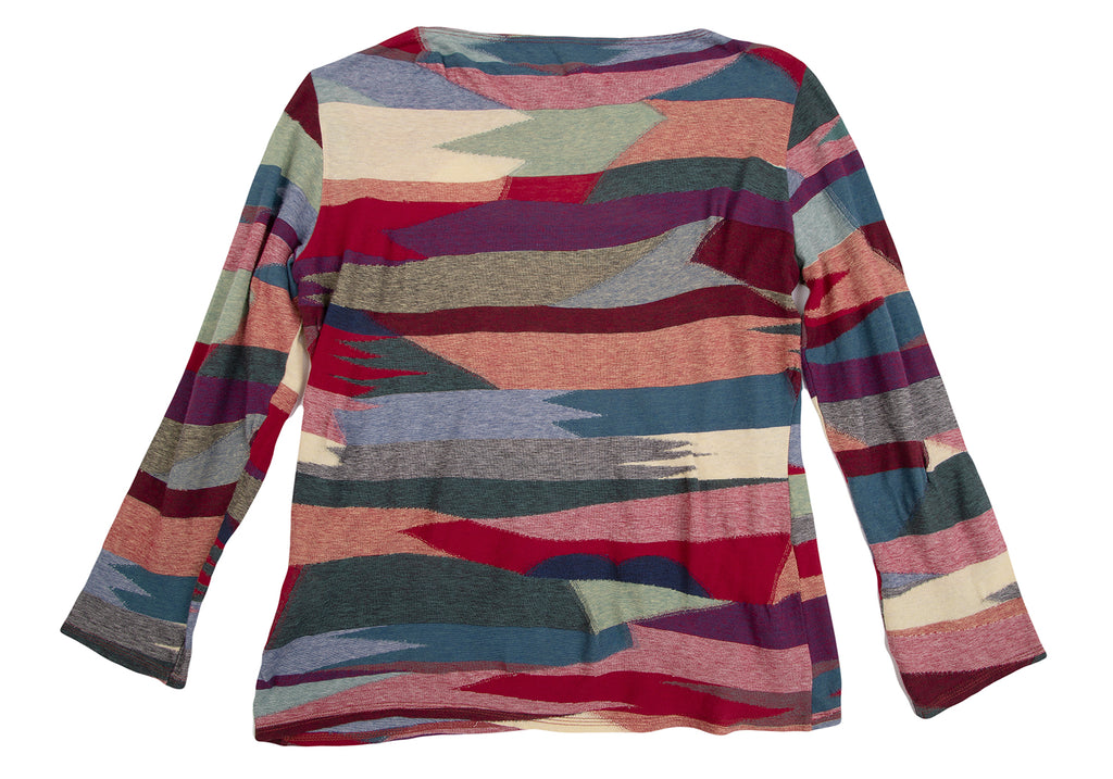 JURGEN LEHL Multi-Color Abstract Print Cotton Jacquard Shirt/Top