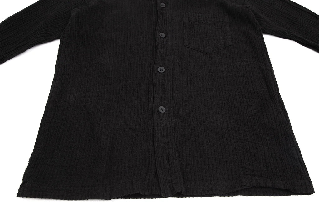 ISSEY MIYAKE JAPAN. Plantation Dyed Stripe Jacquard Black Long Sleeve Shirt