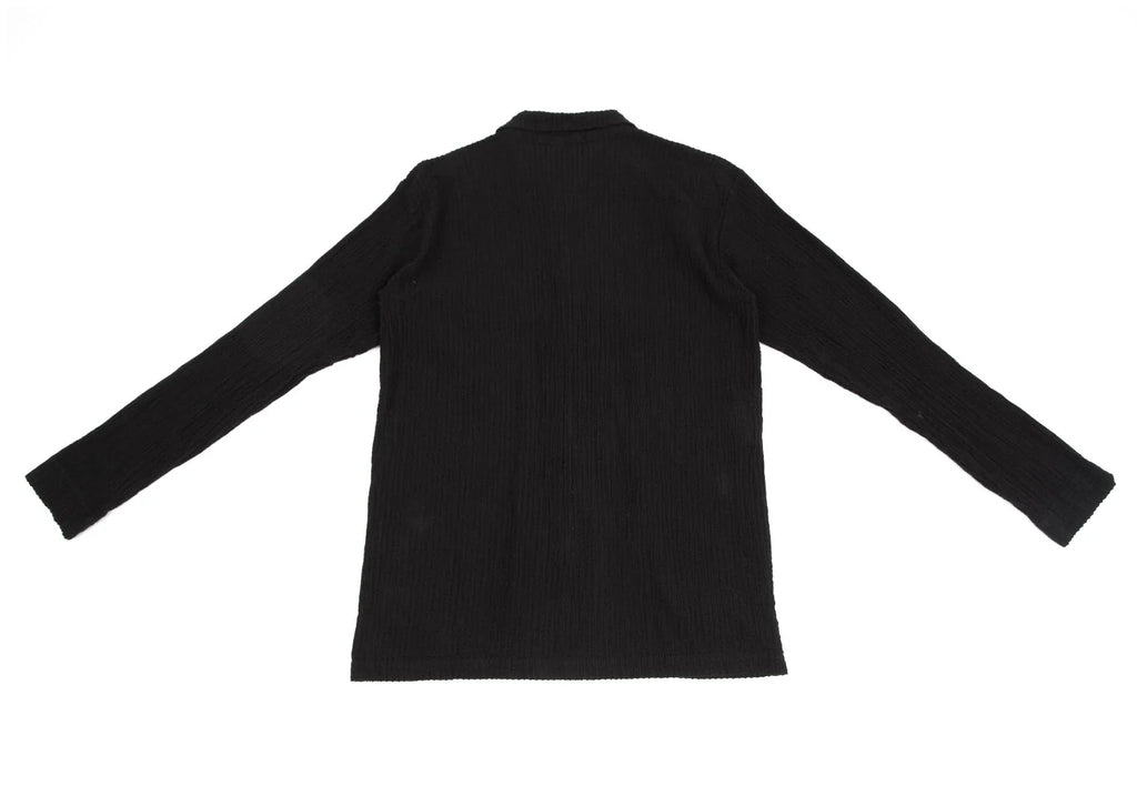 ISSEY MIYAKE JAPAN. Plantation Dyed Stripe Jacquard Black Long Sleeve Shirt