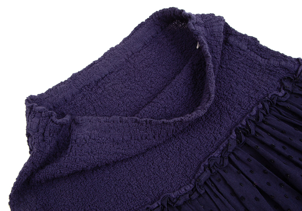 ISSEY MIYAKE JAPAN. "me" Eggplant Color Dot Jacquard Cauliflower Switching Skirt