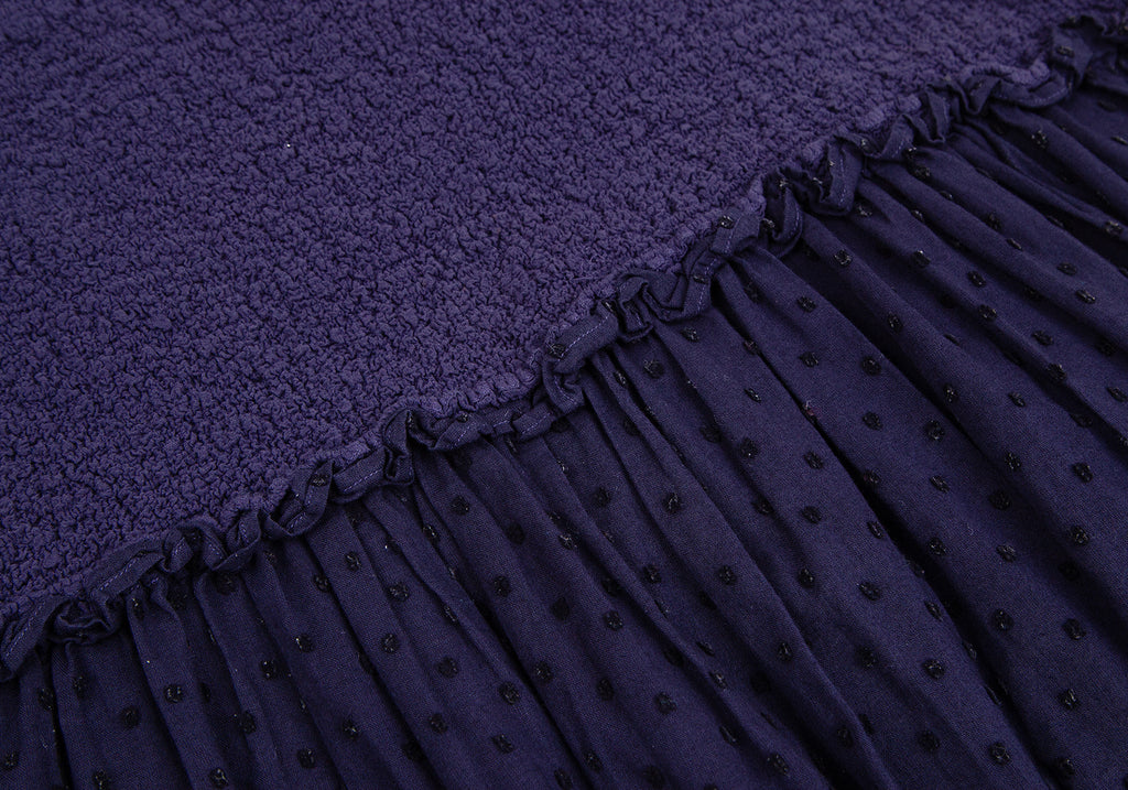 ISSEY MIYAKE JAPAN. "me" Eggplant Color Dot Jacquard Cauliflower Switching Skirt