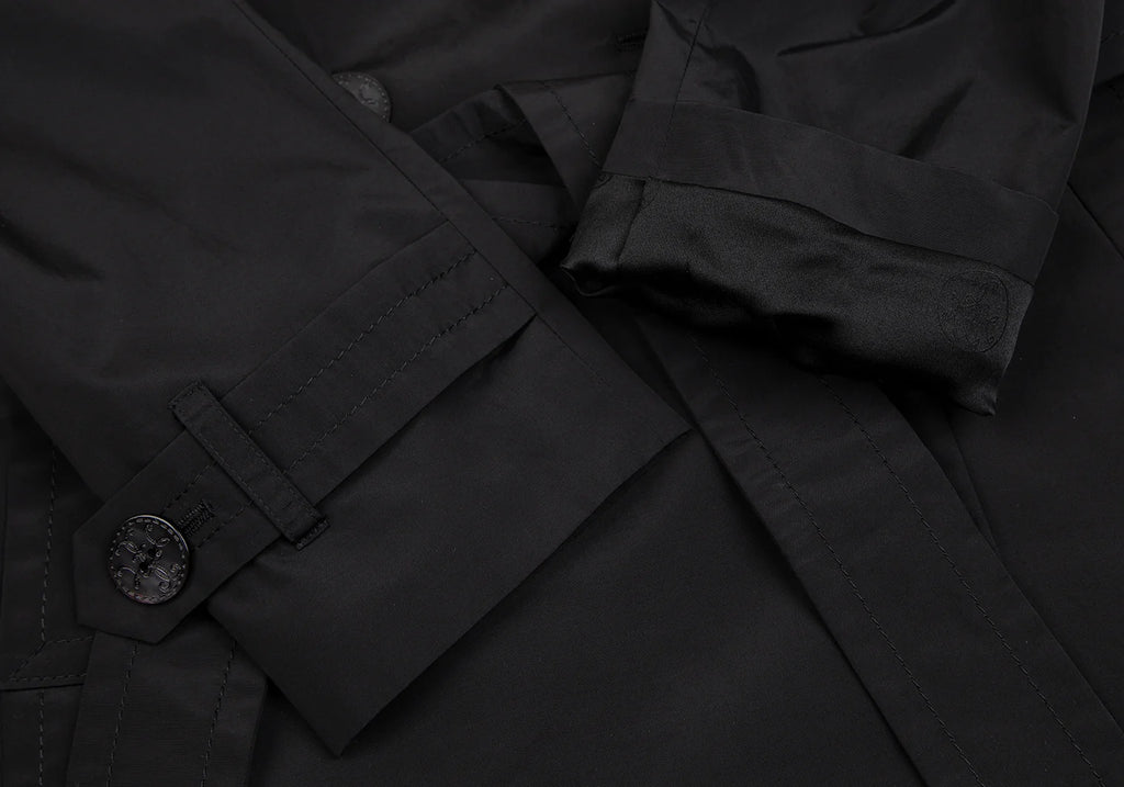 yoshie inaba JAPAN. Black Nylon Cotton Belted Coat