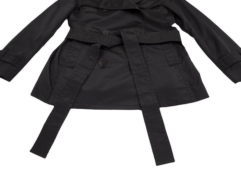 yoshie inaba JAPAN. Black Nylon Cotton Belted Coat