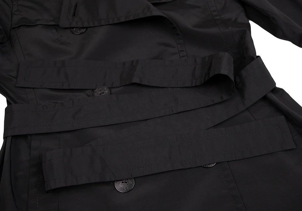 yoshie inaba JAPAN. Black Nylon Cotton Belted Coat