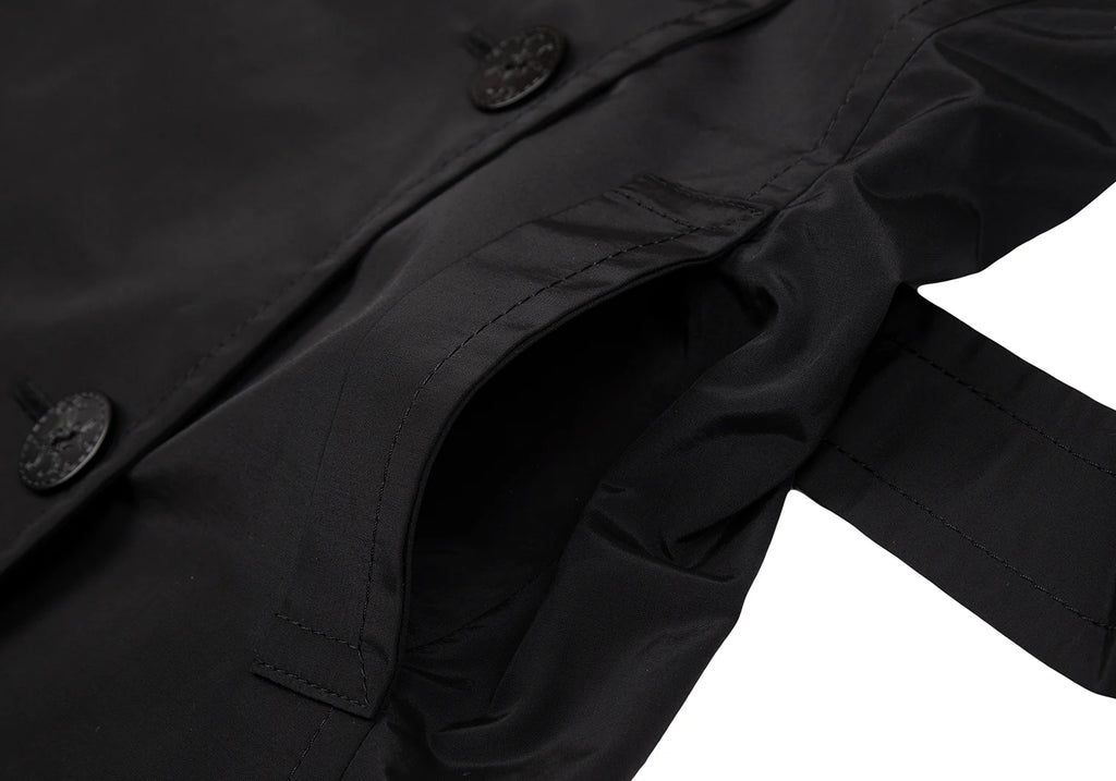 yoshie inaba JAPAN. Black Nylon Cotton Belted Coat
