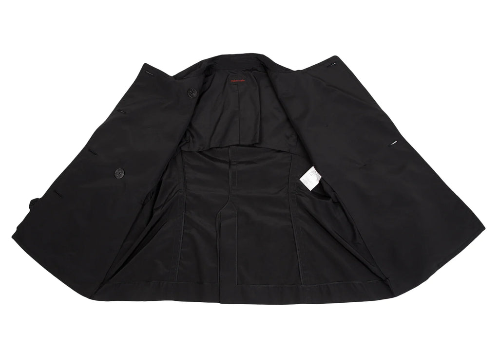 yoshie inaba JAPAN. Black Nylon Cotton Belted Coat