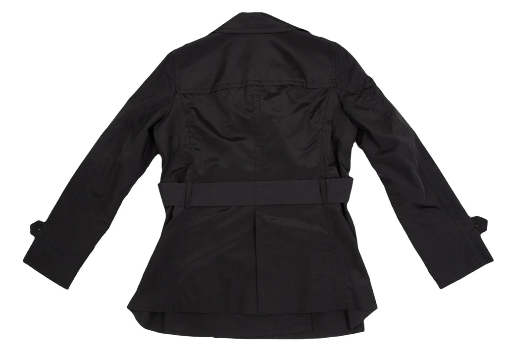 yoshie inaba JAPAN. Black Nylon Cotton Belted Coat