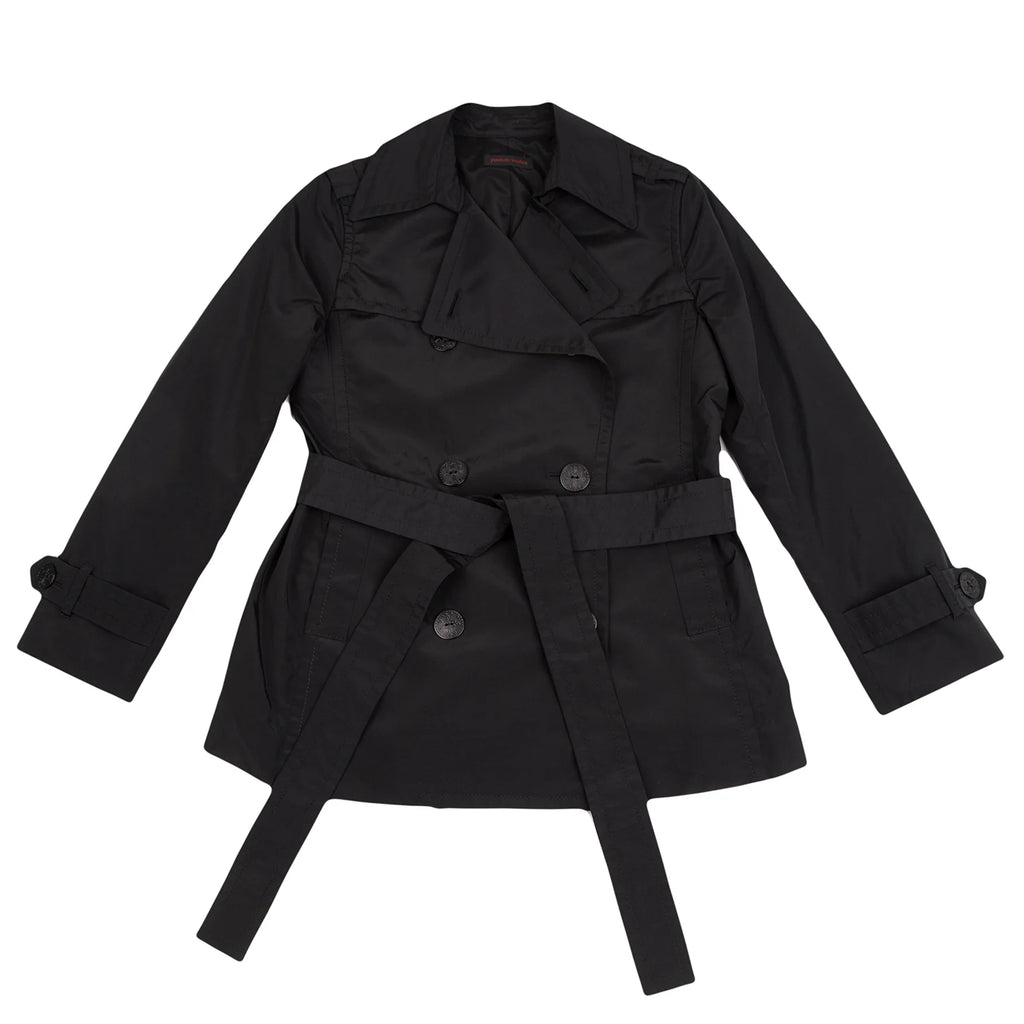 yoshie inaba JAPAN. Black Nylon Cotton Belted Coat