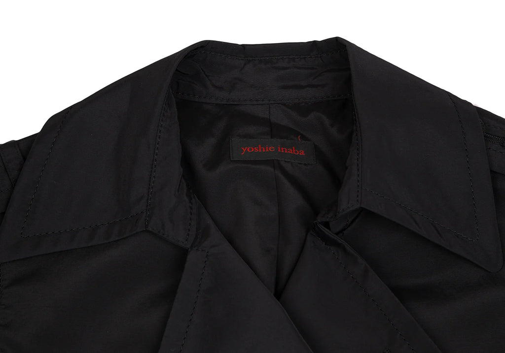 yoshie inaba JAPAN. Black Nylon Cotton Belted Coat