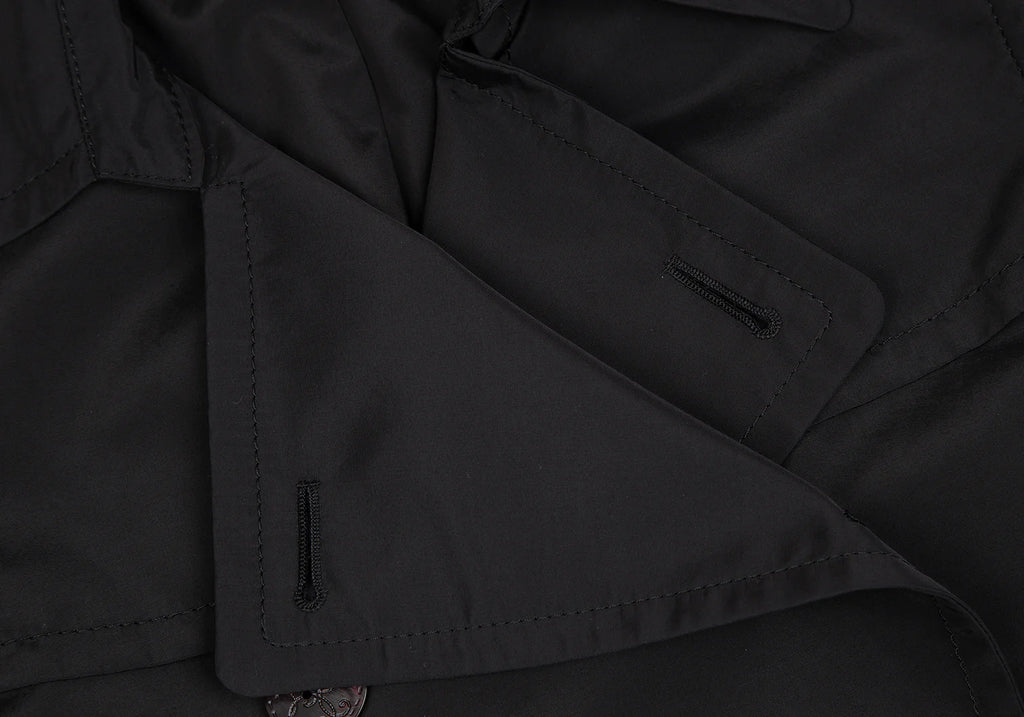 yoshie inaba JAPAN. Black Nylon Cotton Belted Coat