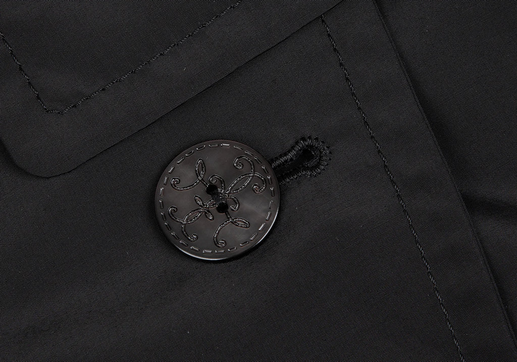 yoshie inaba JAPAN. Black Nylon Cotton Belted Coat