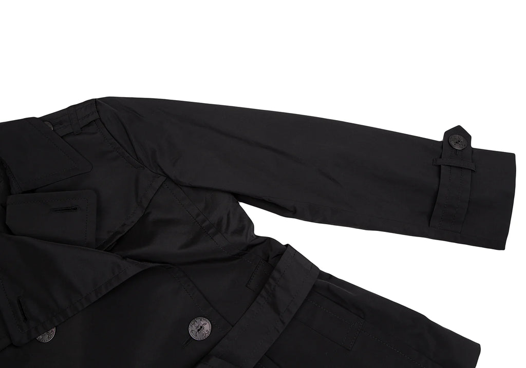 yoshie inaba JAPAN. Black Nylon Cotton Belted Coat