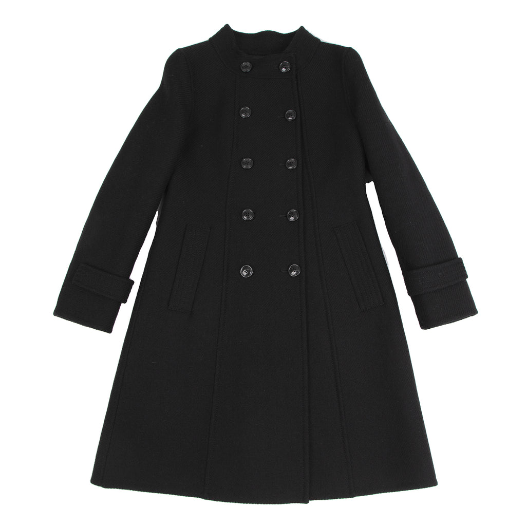 TOMORROWLAND BALLSEY JAPAN. Black Wool Stand Collar Double Coat