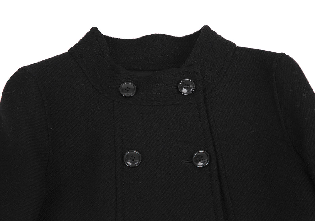 TOMORROWLAND BALLSEY JAPAN. Black Wool Stand Collar Double Coat